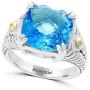 Effy 925 Sterling Silver & 18K Yellow Gold Blue Topaz Statement Ring, 7.6 TCW