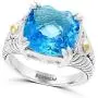 Effy 925 Sterling Silver & 18K Yellow Gold Blue Topaz Statement Ring, 7.6 TCW Effy 925 Sterling Silver & 18K Yellow Gold Blue Topaz Statement Ring, 7.6 TCW