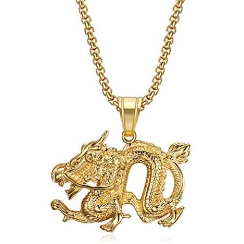 Heavstjer Punk Stainless Steel Animal Dragon Pendant Necklace,22inches Link Chain