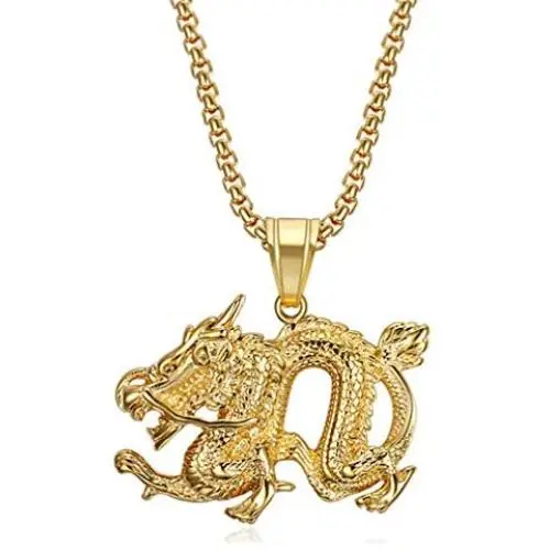 Heavstjer Punk Stainless Steel Animal Dragon Pendant Necklace,22inches Link Chain Heavstjer Punk Stainless Steel Animal Dragon Pendant Necklace,22inches Link Chain