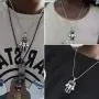 Hamsa Hand Necklace Mens 316L Stainless Steel Hand of Fatima Pendant 18k Gold/Black Gun Plated Path of Symbols Lucky Amulet Jewelry