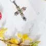 Shop LC Delivering Joy Multi Color Murano Millefiori Glass Black Oxidized Stainless Steel Holy Prayer Religious Fashion Love Cross Chain Pendant Necklace for Women 20'' Easter Gifts