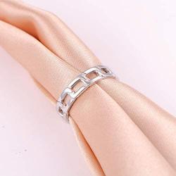 S925 Sterling Silver Simple Band Cuban Link Chain Knot Ring for Women Men