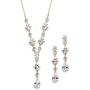 Mariell Genuine 14K Gold Plated Cubic Zirconia Wedding Necklace & Earrings Bridal Jewelry Set for Brides
