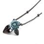 Thaya 925 Sterling Silver Blue Rose Flower Pendant Necklace Blue Crystal Choker Necklace Black Handmade Dainty Pendant Charm Necklace for Girl Jewelry for Summer 