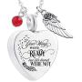 Heart Cremation Urn Necklace for Ashes Urn Jewelry Memorial Pendant with Fill Kit and Gift Velvet Bag - Your wings were ready but our hearts were not