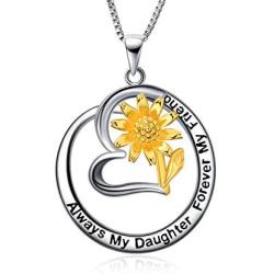YFN Sterling Silver Always My Sister / Daughter Forever My Friend Pendant Necklace Jewelry, Birthday Jewelry Gift Necklaces for Sisters Daughter