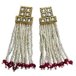 CROWN JEWEL Indian Bollywood Ethnic Gold Plated Pearl Kundan Fashion Jewelry Necklace Set for Women