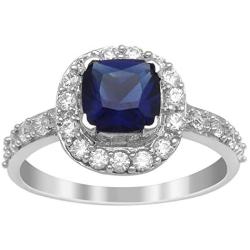 Shine Jewel Genuine Blue Sapphire 1.49 Ct Gemstone 925 Sterling Silver Solitaire Accent Ring