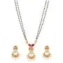 Tarinika Falgu Gold-Plated Indian Necklace and Earrings Jewelry Set with Black Beads - Center Red Tarinika Falgu Gold-Plated Indian Necklace and Earrings Jewelry Set with Black Beads - Center Red