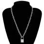 Nanafast Chain Lock Necklace Stainless Steel Statement Long Padlock Pendant Necklace for Women Girls Silver 18-32 Inches