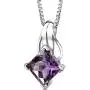 Peora Amethyst Princess Cut Pendant Necklace Sterling Silver 2.00 Carats Peora Amethyst Princess Cut Pendant Necklace Sterling Silver 2.00 Carats