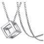 Xusamss Fashion Titanium Steel Hollow Cubic Pendant Necklace,22'' Link Chain