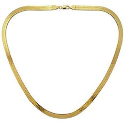 GM JEWELRY 14K Gold Plated Flat Herringbone Magic Chain Necklace 20 for Men Women Unisex Teens