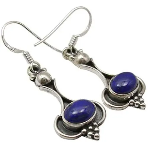 SilverStarJewel Lapis Lazuli Oxidized Earrings 1.7'' 3.9 Grams 925 Sterling Silver Bijoux SilverStarJewel Lapis Lazuli Oxidized Earrings 1.7'' 3.9 Grams 925 Sterling Silver Bijoux