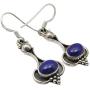SilverStarJewel Lapis Lazuli Oxidized Earrings 1.7'' 3.9 Grams 925 Sterling Silver Bijoux