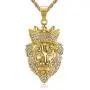 Lee Island Fashion 24K Gold Plated Simulated Diamond CZ Fully Lion King with Crown Pendant Stainless Steel Necklace, 24 Inch Chain for Men Hip Hop Jewelry Lee Island Fashion 24K Gold Plated Simulated Diamond CZ Fully Lion King with Crown Pendant Stainless Steel Necklace, 24 Inch Chain for Men Hip Hop Jewelry