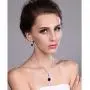 Gem Stone King 15.00 Ct Oval Blue Sapphire 925 Sterling Silver Pendant Earrings Set With Chain