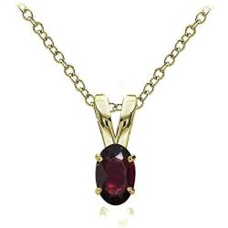 Ice Gems Yellow Gold Flashed Sterling Silver Genuine, Created and Simulated 6x4mm Oval Solitaire Necklace