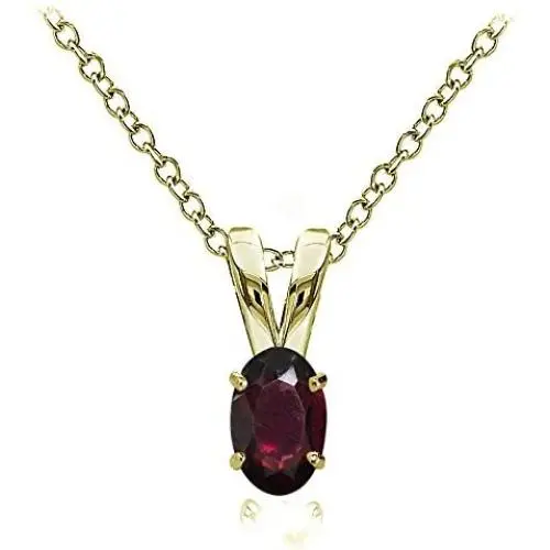 Ice Gems Yellow Gold Flashed Sterling Silver Genuine, Created and Simulated 6x4mm Oval Solitaire Necklace Ice Gems Yellow Gold Flashed Sterling Silver Genuine, Created and Simulated 6x4mm Oval Solitaire Necklace