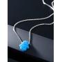 Gem Stone King Unisex 925 Sterling Silver 8MM Created Blue Opal Hand Of Hamsa Pendant with 18 Inch Silver Chain