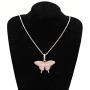 Silver Plated CZ Iced Out Bling Butterfly Chain Necklace Party Jewelry for Men Women