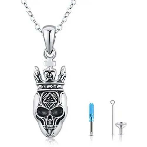 Silikepa Cremation Jewelry Urn Necklace for Ashes Skull Cross Necklace Keepsake Heart Urn Pendant Ash Holders with Sterling Silver for Memory Punk Style Silikepa Cremation Jewelry Urn Necklace for Ashes Skull Cross Necklace Keepsake Heart Urn Pendant Ash Holders with Sterling Silver for Memory Punk Style
