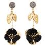 Rosemarie Collections Womens Druzy Stone with Powder Coated Metal Flower Dangle Bar Earrings, 2.5''