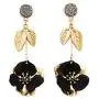 Rosemarie Collections Womens Druzy Stone with Powder Coated Metal Flower Dangle Bar Earrings, 2.5'' Rosemarie Collections Womens Druzy Stone with Powder Coated Metal Flower Dangle Bar Earrings, 2.5''