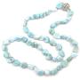 18'' Natural Stone Larimar Beads Crystal Magnet Clasp Necklace