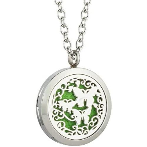 JAOYU Diffuser Necklace for Women Essential Oil Diffuser Aromatherapy Pendant Stainless Steel Necklaces Animal Jewelry Gifts
