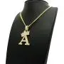 CBC Crown Rhinestone Studded Crown Initial Alphabet Letter Pendant Necklace 24'' Cuban Chain Necklaces in Gold Tone or Silver Tone