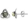 Green Amber Sterling Silver Celtic Small Stud Earrings Green Amber Sterling Silver Celtic Small Stud Earrings