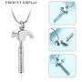mingkejw Cremation Jewelry for Ashes Hammer Urn Necklaces for Ashes for Men Stainless Steel Keepsake Memorial Jewelry for Human