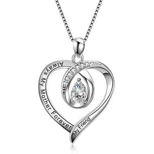 Sterling Silver Grandma Mom Daughter Forever Love Heart Necklace Engraved Jewelry Birthday Gifts for Family