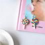 Rainbow Food Candy Kawaii Earrings for Women Fun Lollipop Cute Fashion Pendant Jewelry
