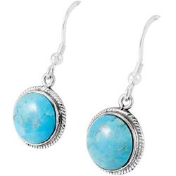 Turquoise Earrings 925 Sterling Silver & Genuine Turquoise (Choose Color)