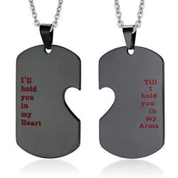 PJ Stainless Steel Ill Hold You in My Heart Puzzle Piece Heart Matching Couple Dog Tag Necklace