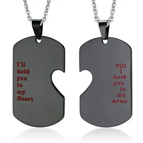 PJ Stainless Steel Ill Hold You in My Heart Puzzle Piece Heart Matching Couple Dog Tag Necklace PJ Stainless Steel Ill Hold You in My Heart Puzzle Piece Heart Matching Couple Dog Tag Necklace