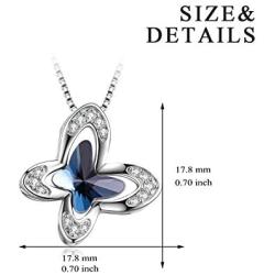 AOBOCO Sterling Silver Butterfly Pendant Necklace Embellished with Crystals from Austria, Dreamy Morpho Helena Butterfly Gifts for Butterfly Lovers, Fine Jewelry Gifts for Women