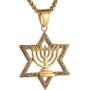 AsAlways Men Women Branch Candle Holder Pendant Israel Judaica Gift Religious Jewelry Jewish Megan Star of David Pendant Necklace 18K Gold Hexagon Star Necklace