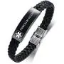 XUANPAI Personalized Custom Medical Alert Emergency Braided Leather Wristband ICE ID Bracelet for Men Boys XUANPAI Personalized Custom Medical Alert Emergency Braided Leather Wristband ICE ID Bracelet for Men Boys