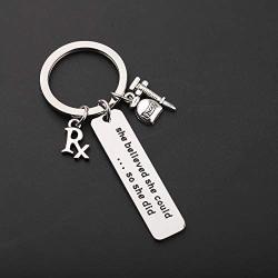 FUTOP Pharmacy Pharmacist Gift RX Jewelry She Believed She Could So She Did Keychain Pharmacist Graduation Gift for Pharmacist