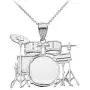 925 Sterling Silver Miniature Drum Set Music Charm Pendant Necklace 925 Sterling Silver Miniature Drum Set Music Charm Pendant Necklace