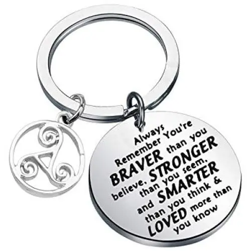 AKTAP Teen Wolf Inspired Keychain Triple Spiral Symbol Jewelry Irish Triskele Motivational Gift Always Remember You’re Braver Than You Believed AKTAP Teen Wolf Inspired Keychain Triple Spiral Symbol Jewelry Irish Triskele Motivational Gift Always Remember You’re Braver Than You Believed