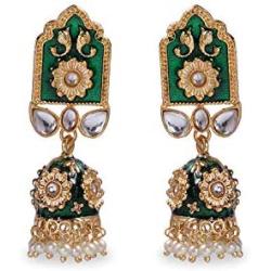 IndoTribe Meenakari Earrings For Women And Girls Bollywood Ethnic Traditional Jhumka Earrings For Women Traditional Jhumkas Indian Jewelry Dangle Earrings