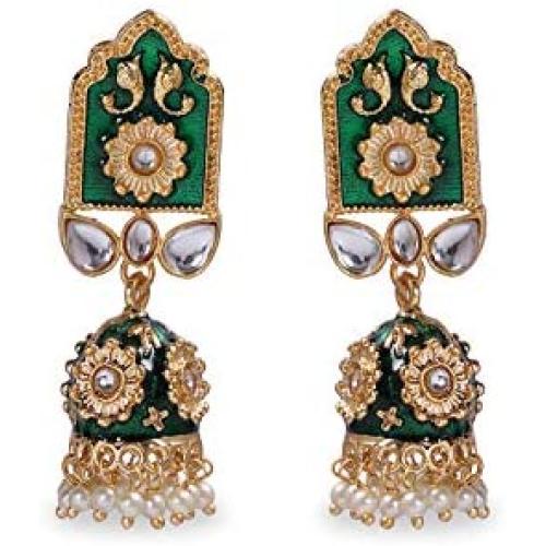 IndoTribe Meenakari Earrings For Women And Girls Bollywood Ethnic Traditional Jhumka Earrings For Women Traditional Jhumkas Indian Jewelry Dangle Earrings