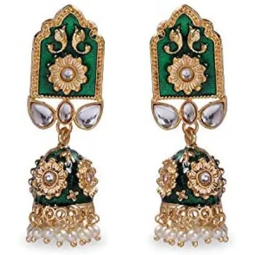 IndoTribe Meenakari Earrings For Women And Girls Bollywood Ethnic Traditional Jhumka Earrings For Women Traditional Jhumkas Indian Jewelry Dangle Earrings IndoTribe Meenakari Earrings For Women And Girls Bollywood Ethnic Traditional Jhumka Earrings For Women Traditional Jhumkas Indian Jewelry Dangle Earrings