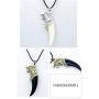JczR.Y Vintage Spike Wolf Head Leather Rope Pendant Necklace Men Retro Antique Wolf Fang Tooth Necklace for Fashion Animal Tooth Pendant Jewelry