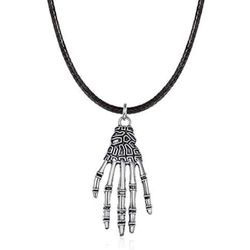 TTPAIAI 30 Halloween Gothic Skull Skeleton Collar Choker Necklace for Women Man Punk Skull Beads Charm Costume Statement Jewelry